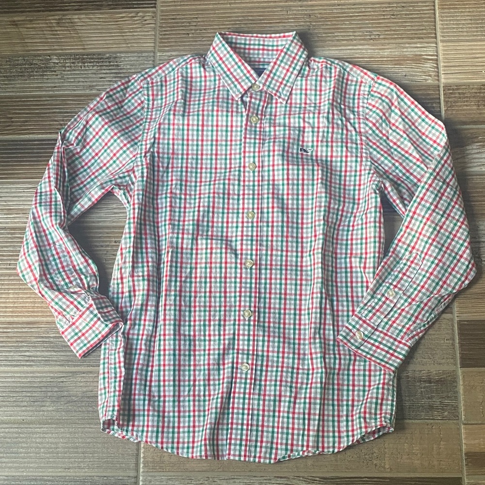 Vineyard Vines Red and Green Plaid Button Down Shirt